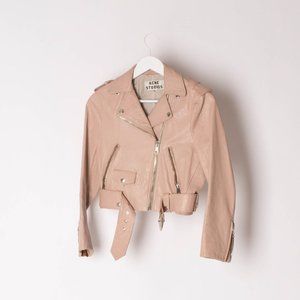 Acne Studios Crop Leather Biker Jacket